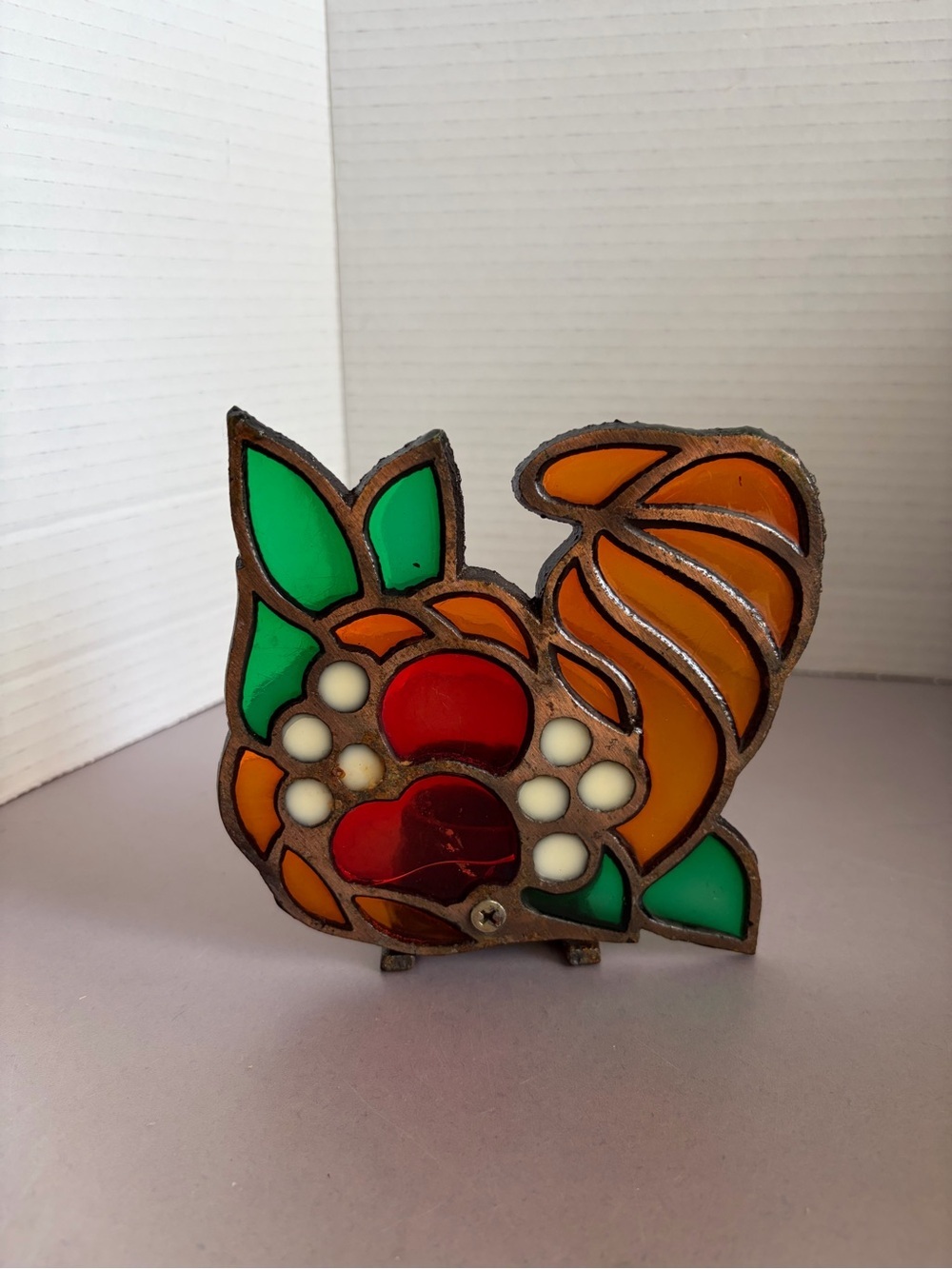 Stained Glass Pumpkin candle holder - Orange, Green, Red